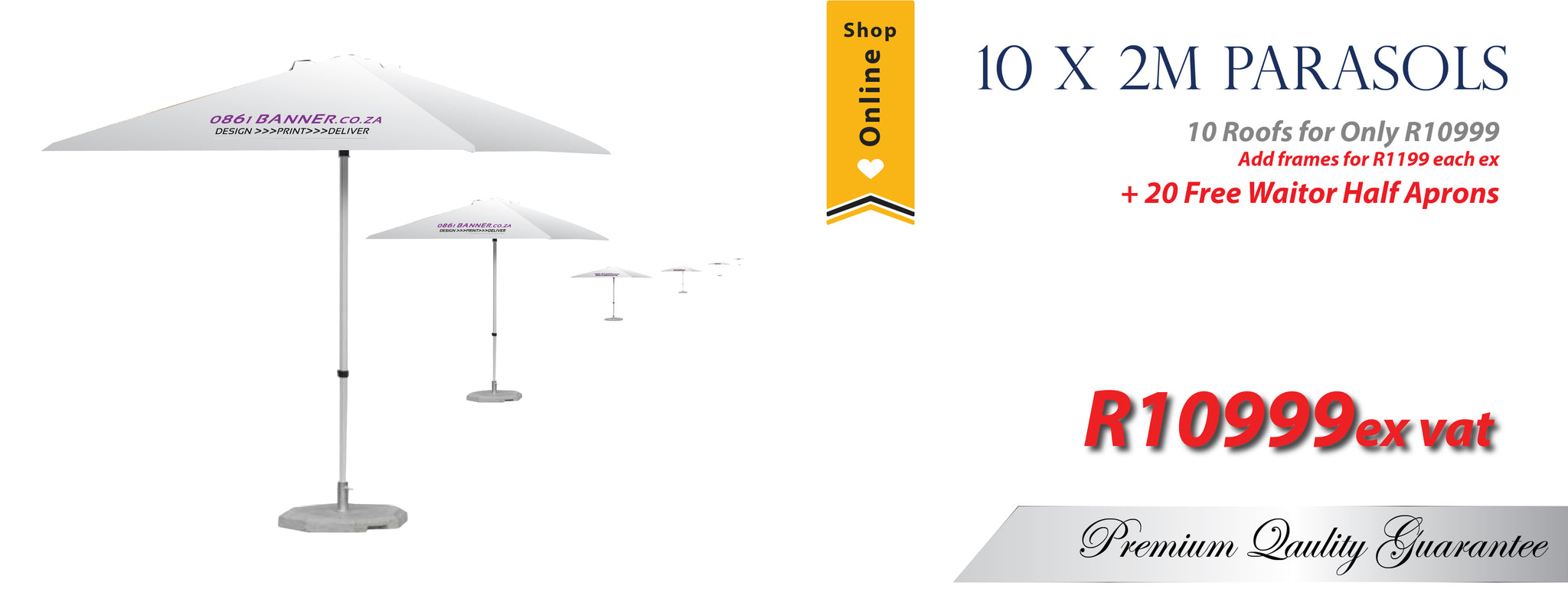 10 x 2m Parasols