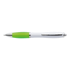 White Barrel Curved Design Ballpoint Pen with Coloured Grip