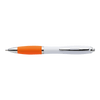 White Barrel Curved Design Ballpoint Pen with Coloured Grip