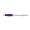 White Barrel Curved Design Ballpoint Pen with Coloured Grip