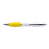 White Barrel Curved Design Ballpoint Pen with Coloured Grip