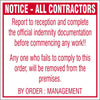 Notice : All Contractors : Report to reception safety sign (C62)