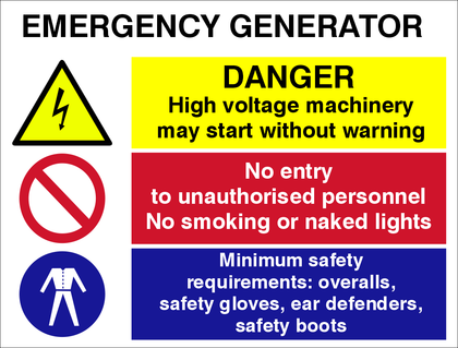Emergency Generator safety sign (EGE001)