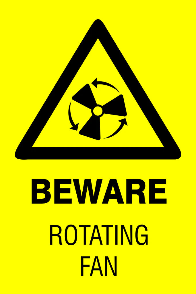 Beware : Rotating Fan safety sign (HW172) - 0861banner