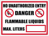 No Unauthorized Entry, Danger Flammable liquids safety sign (FA15)