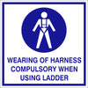Wearing of harness compulsory when using ladder safety sign (WE030)