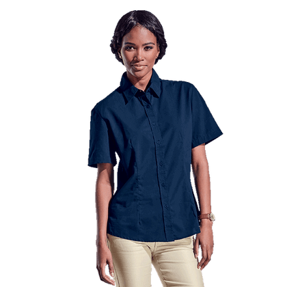 Ladies Basic Poly Cotton Blouse Short Sleeve