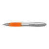 Silver Barrel Curved Design Ballpoint Pen with Coloured Grip