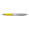 Silver Barrel Curved Design Ballpoint Pen with Coloured Grip